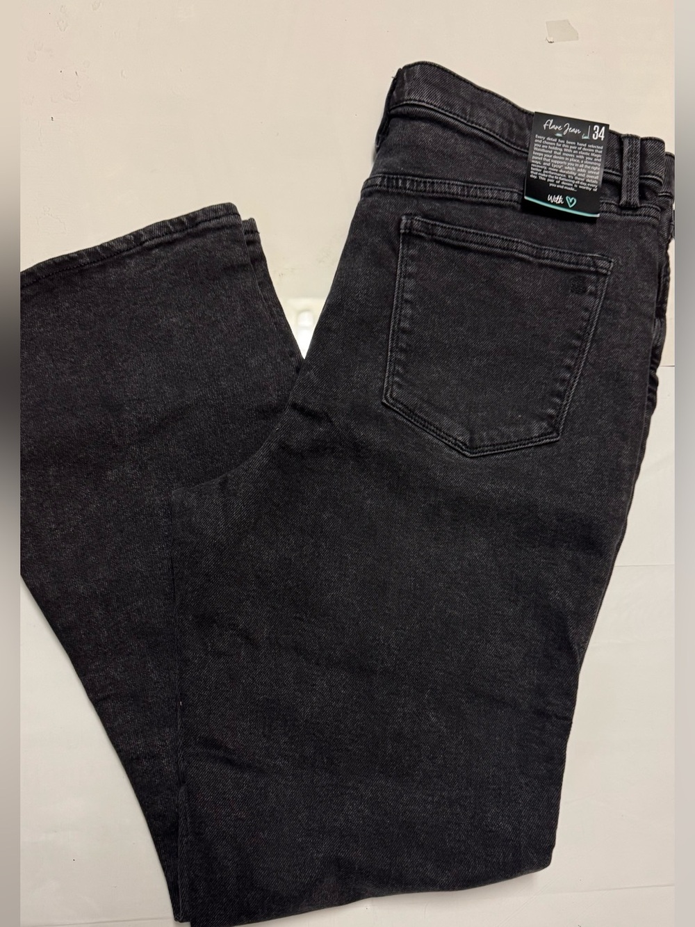 LuLaRoe Women's Black Flare Wide Leg Denim Jeans size 34 With Magic Waistband
